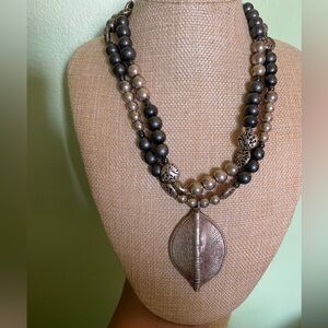 Elegant Silver and Black Beaded Necklace